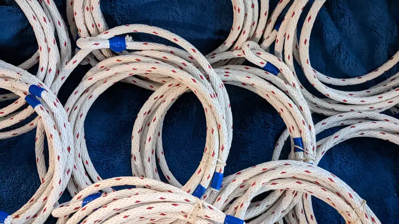 Coiled keepsake lassos ready for Christmas party guests